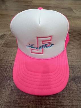Lane Frost Brand Neon Pink and White Mesh Trucker Snapback Hat RARE!!